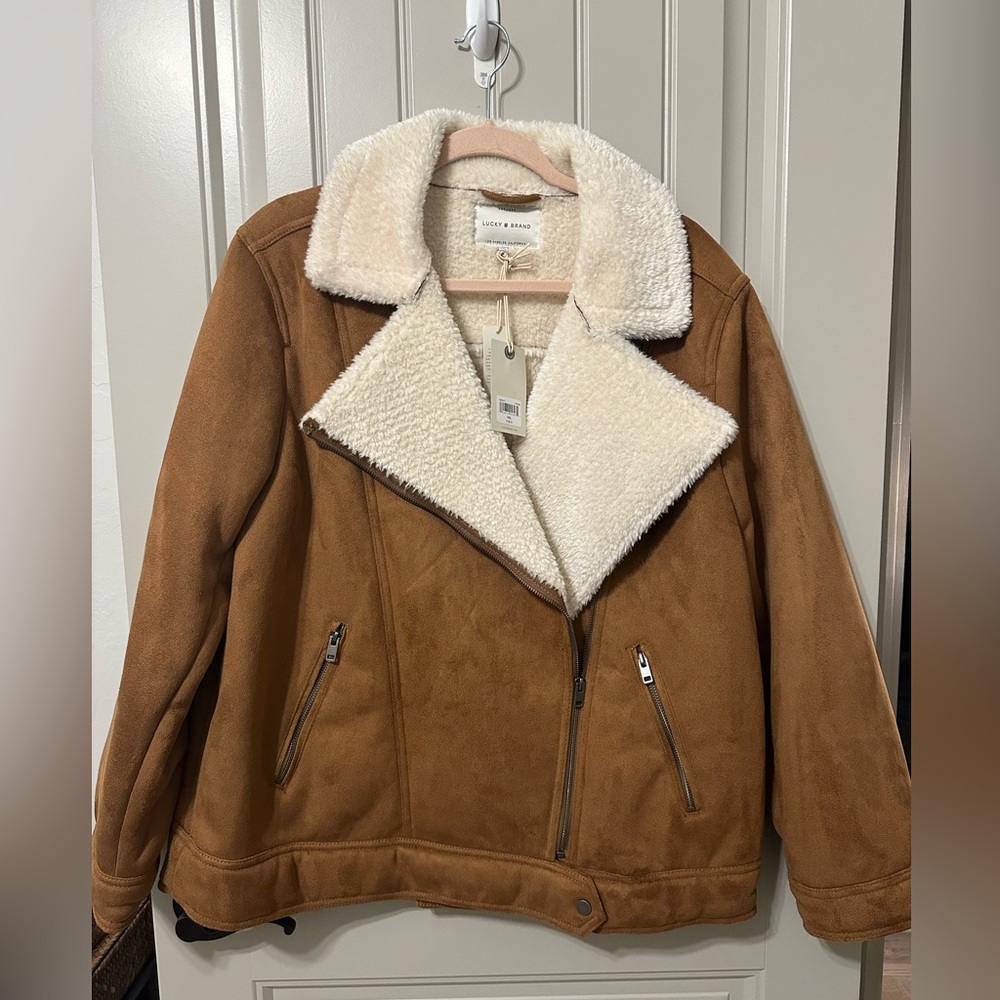 Lucky Brand Faux Suede Sherpa Jacket.